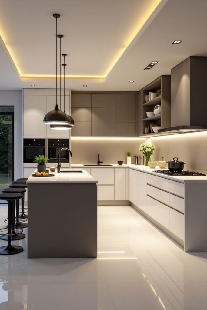 Modern kitchen with sleek design.