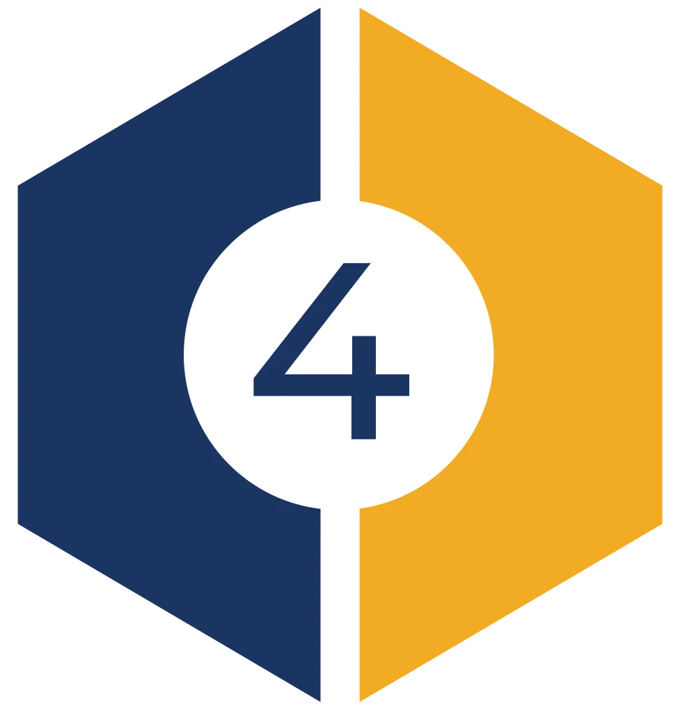 Hexagonal logo with number four