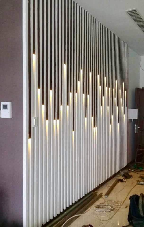 Stylish wall with ambient lighting.